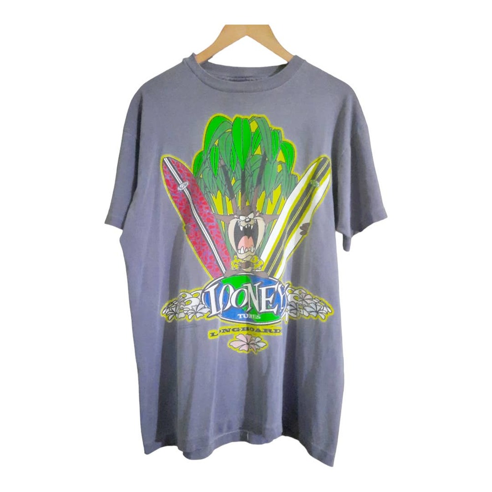 Looney Tunes Vintage Tasmanian Devil Longboards Surf Shirt Size Large